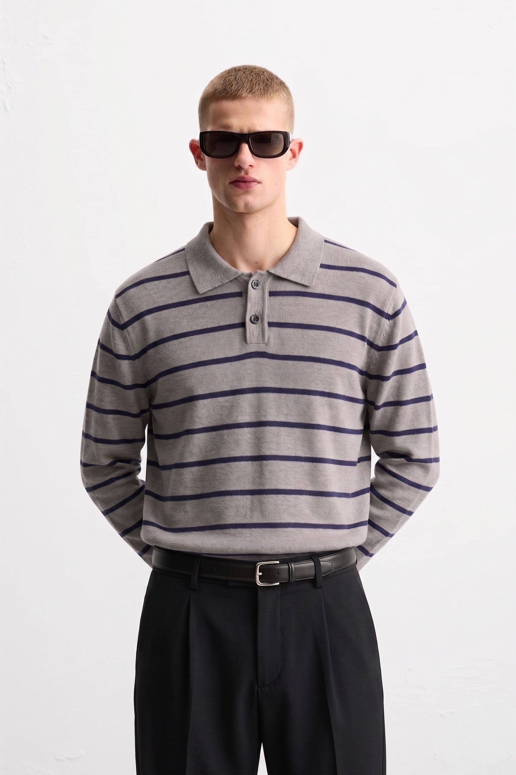 STRIPED POLO KNIT
