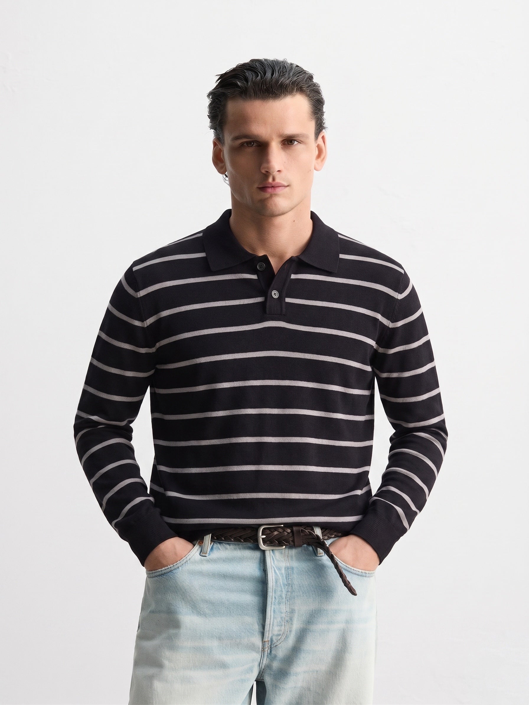 STRIPED POLO KNIT