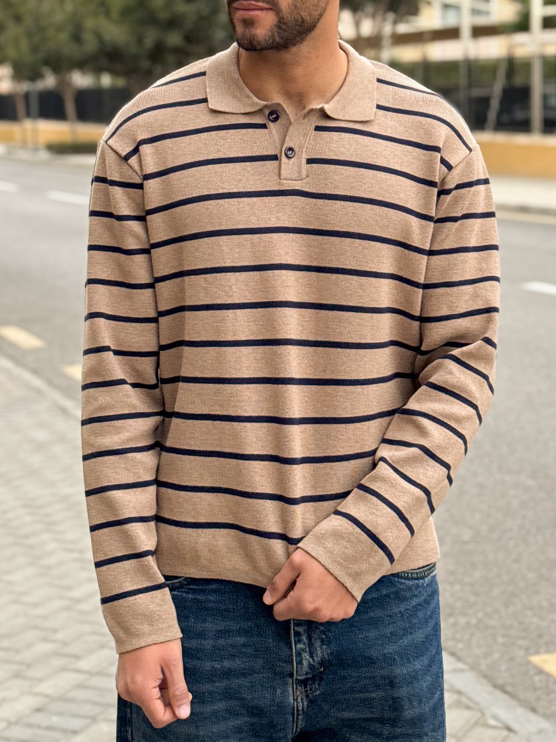 STRIPED POLO KNIT