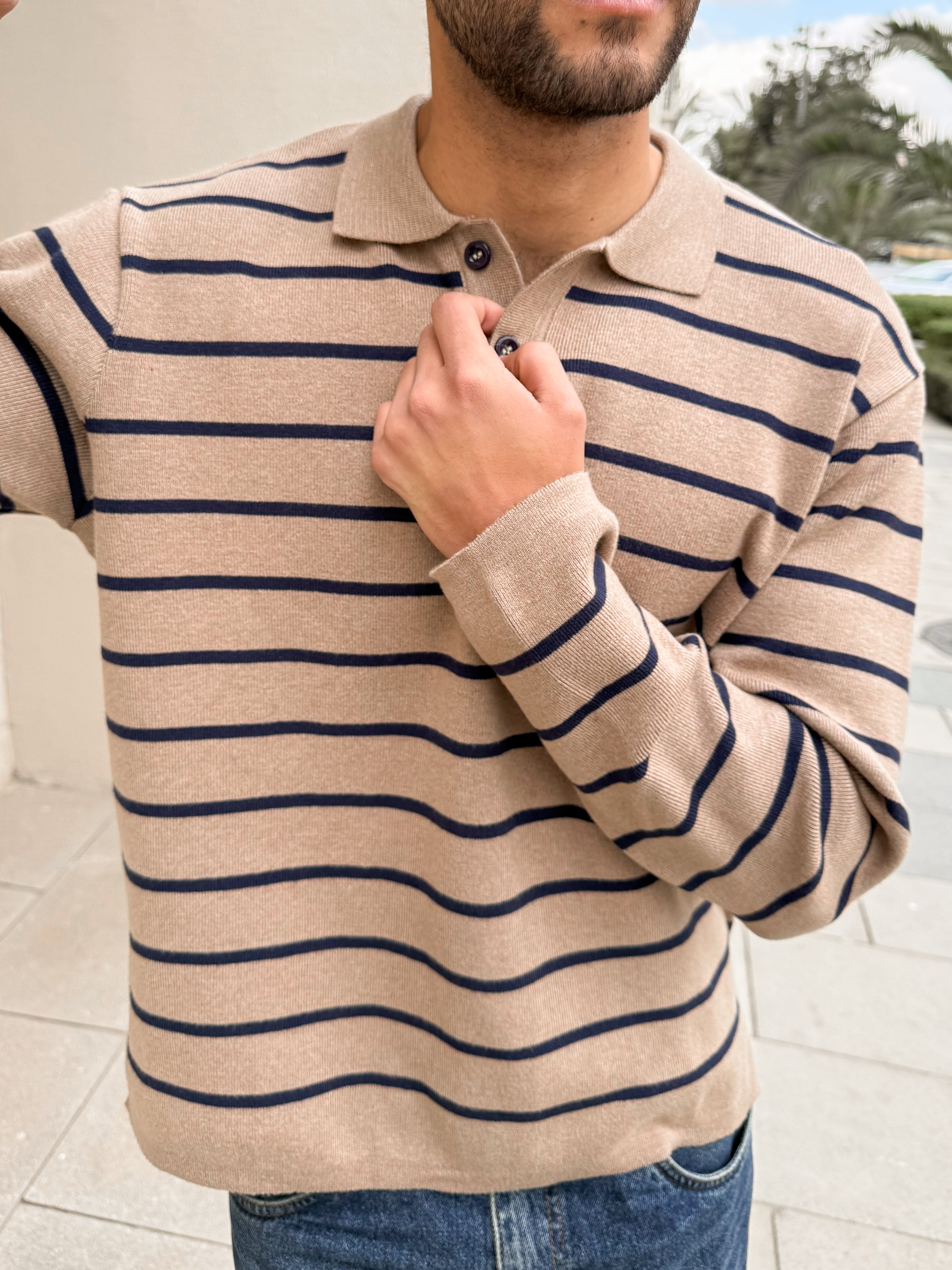 STRIPED POLO KNIT