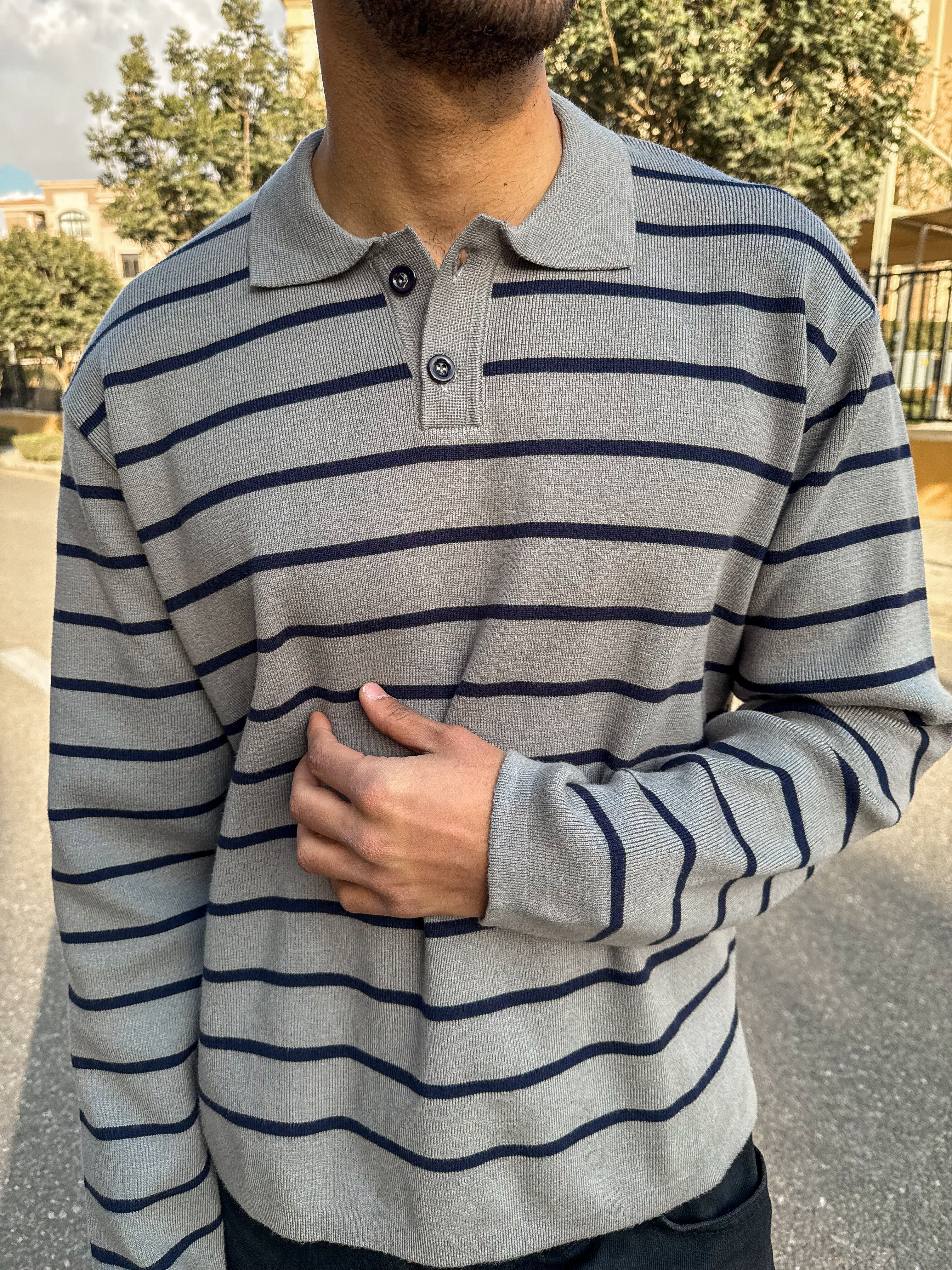 STRIPED POLO KNIT