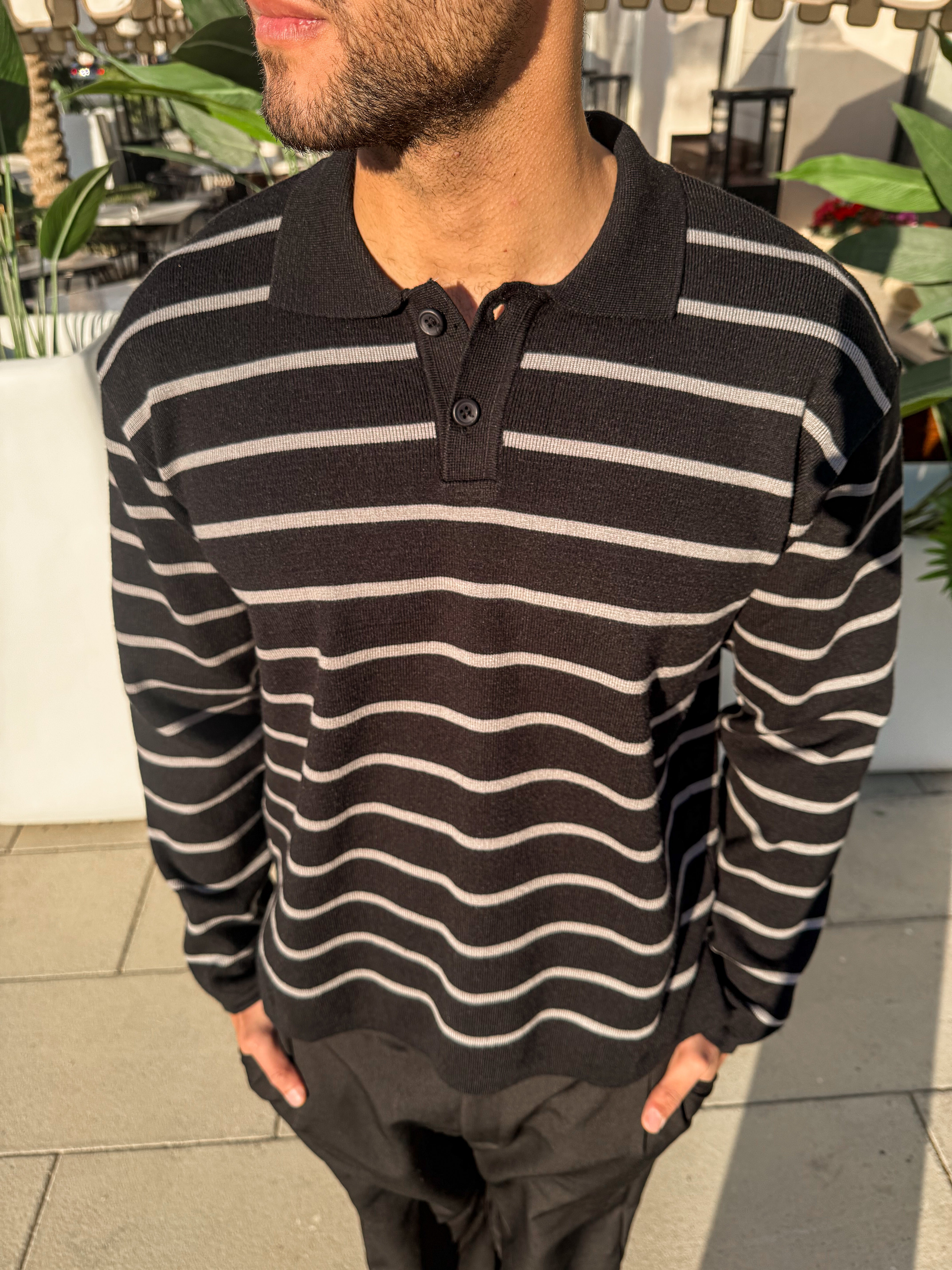 STRIPED POLO KNIT