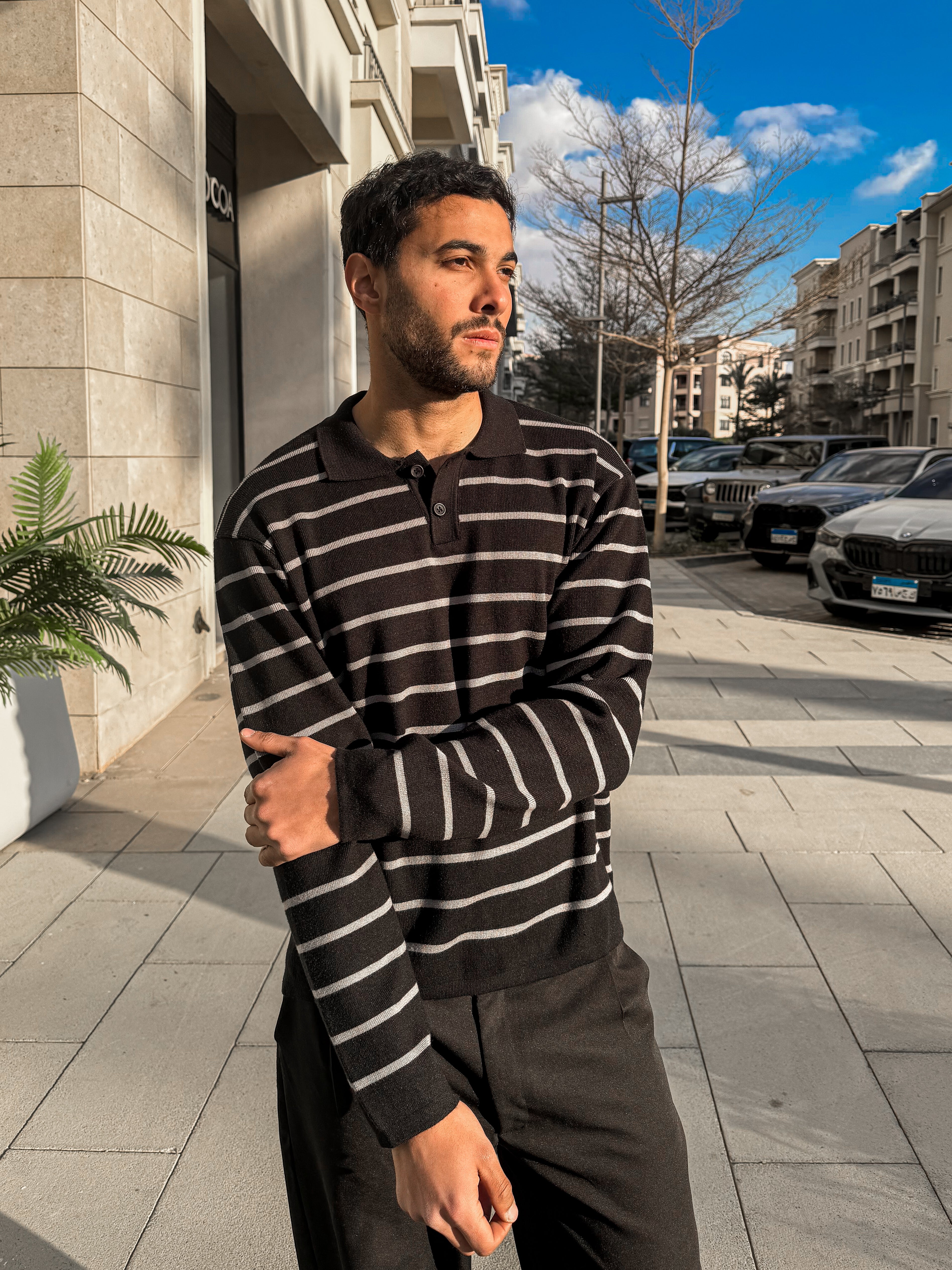STRIPED POLO KNIT