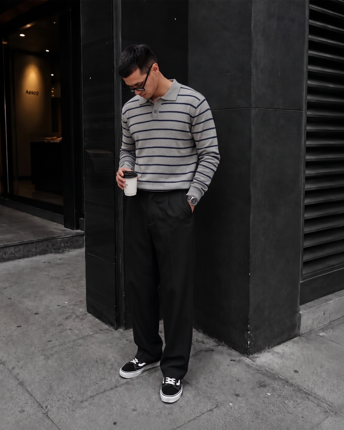 STRIPED POLO KNIT